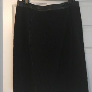 Ann Taylor Lace skirt with faux leather waistband.